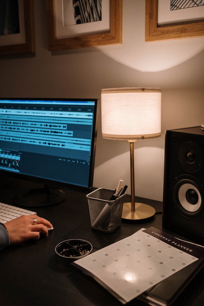 Person Working in Home Office at Computer